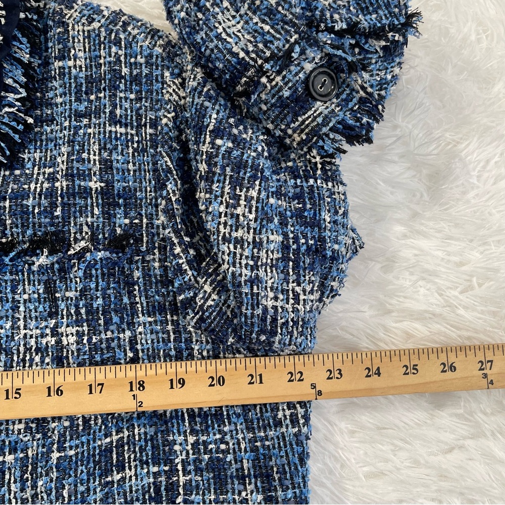 Chico's Blue Tweed Fringed Blazer - Picture 7 of 9